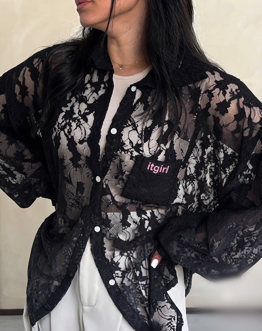 Noir lace overshirt