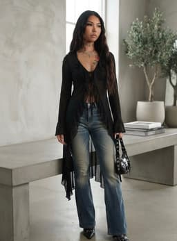 Noir Mesh Ruffle Cardigan 1